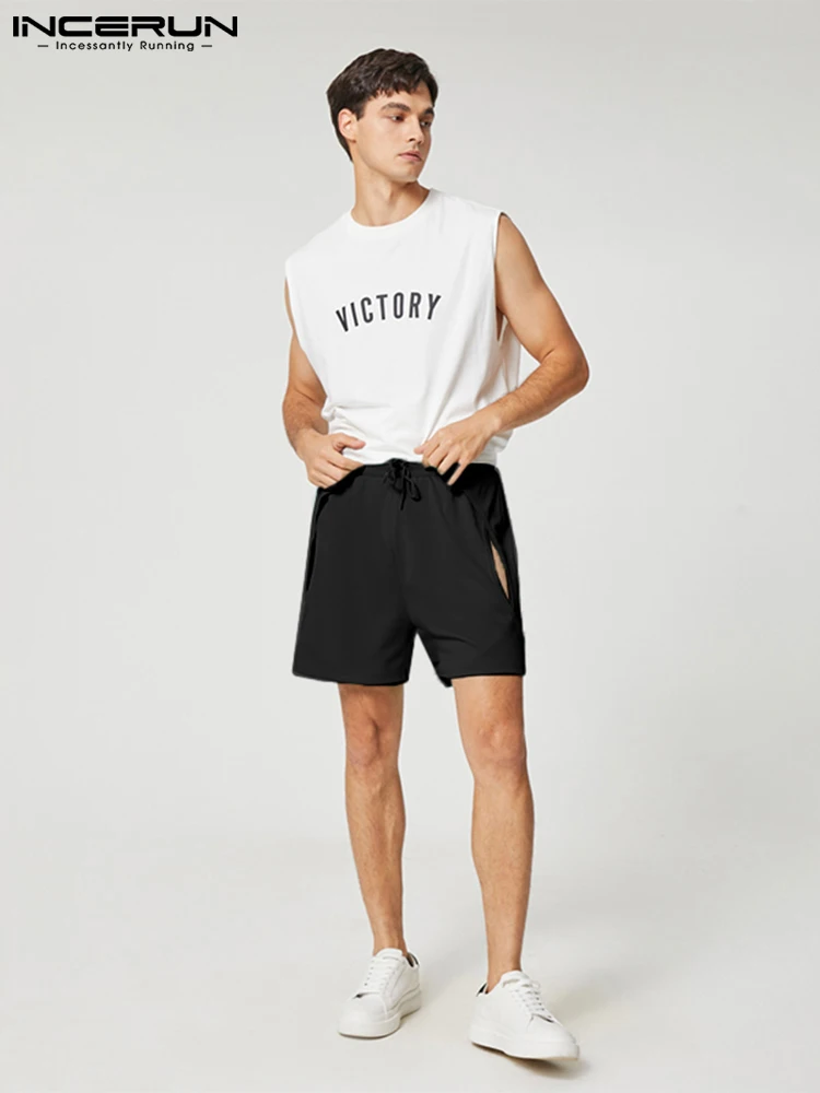 

INCERUN Stylish Hot Sale Men's Shorts Casual Streetwear Style Male Solid All-match Simple Hollowed Both Sides Shorts S-5XL 2022