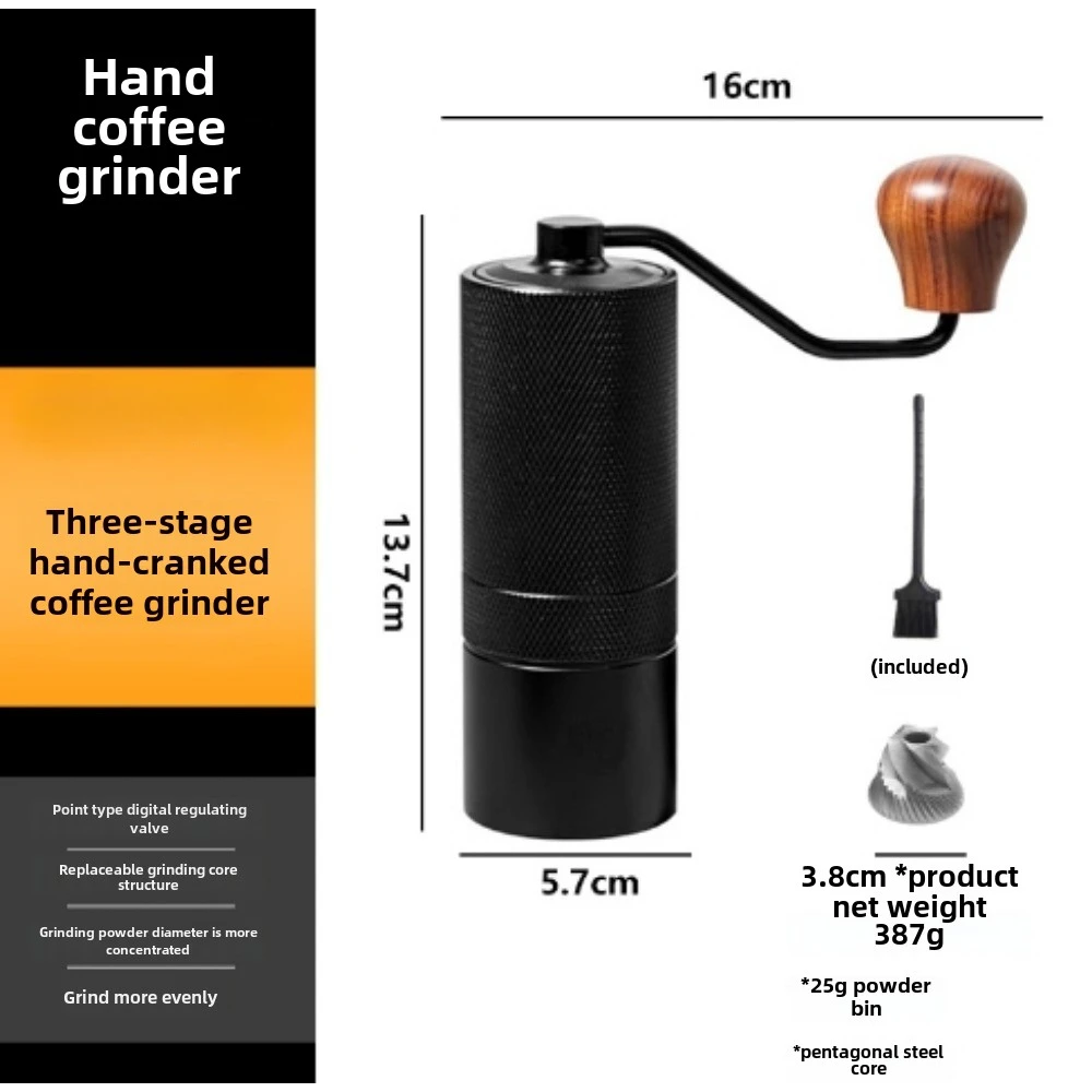 Ручная кофемолка из нержавеющей стали с щеткой точное регулирование уровня