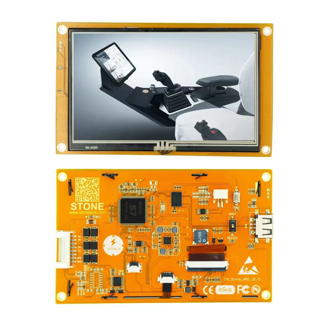 SCBRHMI 4.3 Inch LCD-TFT HMI Display Resistive Touch Panel Module Intelligent Series RGB 65K Color with Enclosure