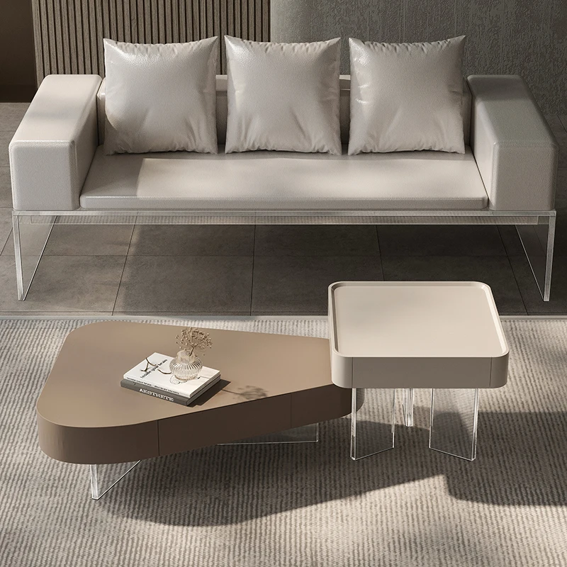 

Modern Style Extendable Coffee Table Irregular Round Decoration Coffee Table Living Room Tables De Nuit Smart Home Furniture