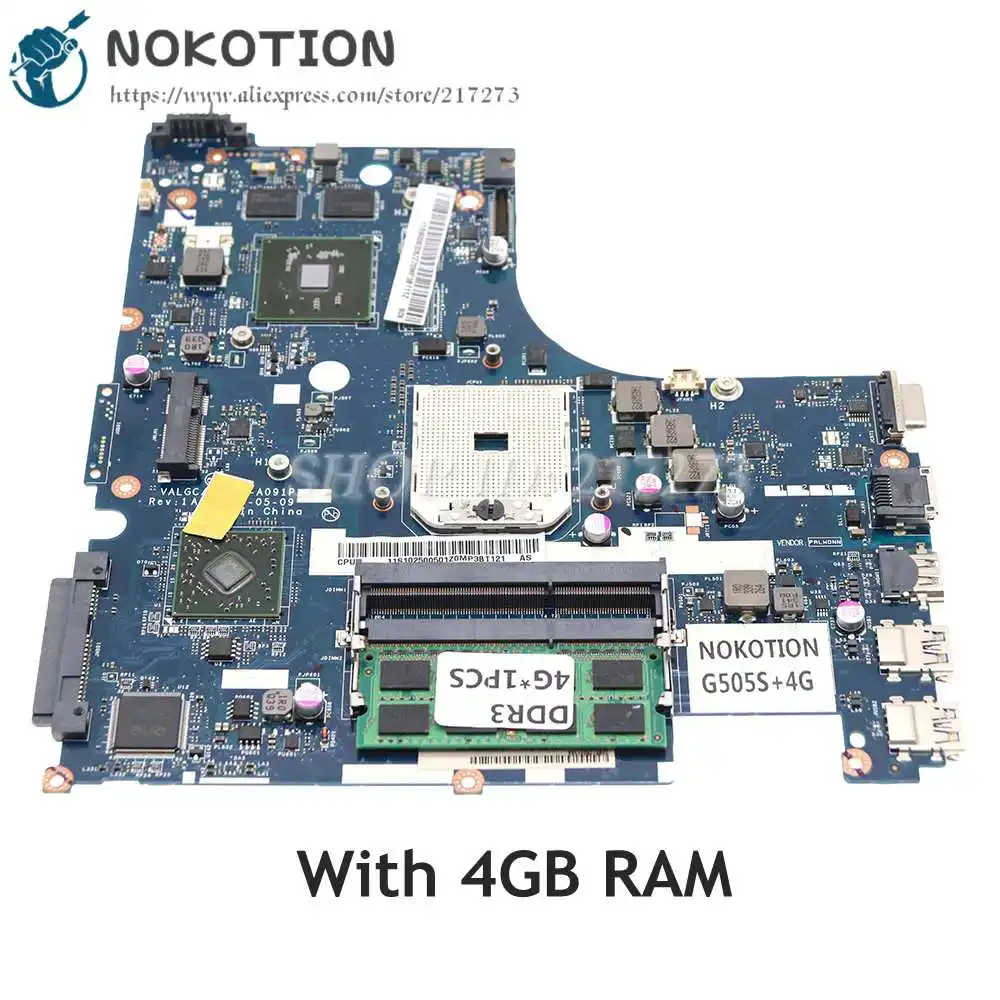 Материнская плата NOKOTION VALGC_GD LA-A091P для ноутбука Lenovo G505S Z505 материнская FS1 DDR3 2 Гб