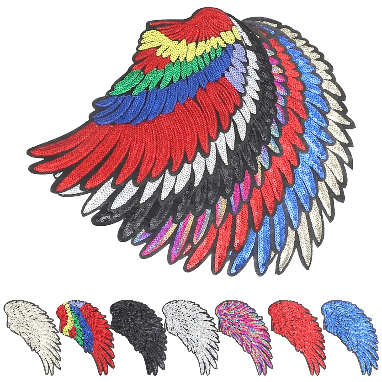 

7 Pairs Applique Decor Sequin Badge Accessories Wing Design Clothes Repairing Patch Embroidery Patches Sequins Garment