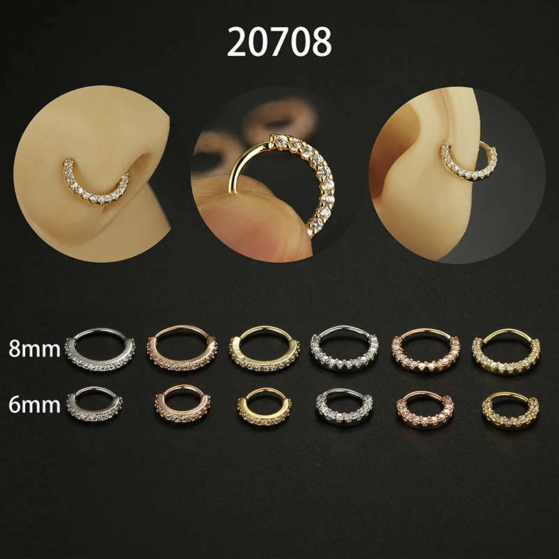 

1Piece Piercing 6mm8mm10mm Nose Ring Cuff Body Jewelry for Women Trend Ear Cuffs CZ Nose Ring Piercing Jewelry