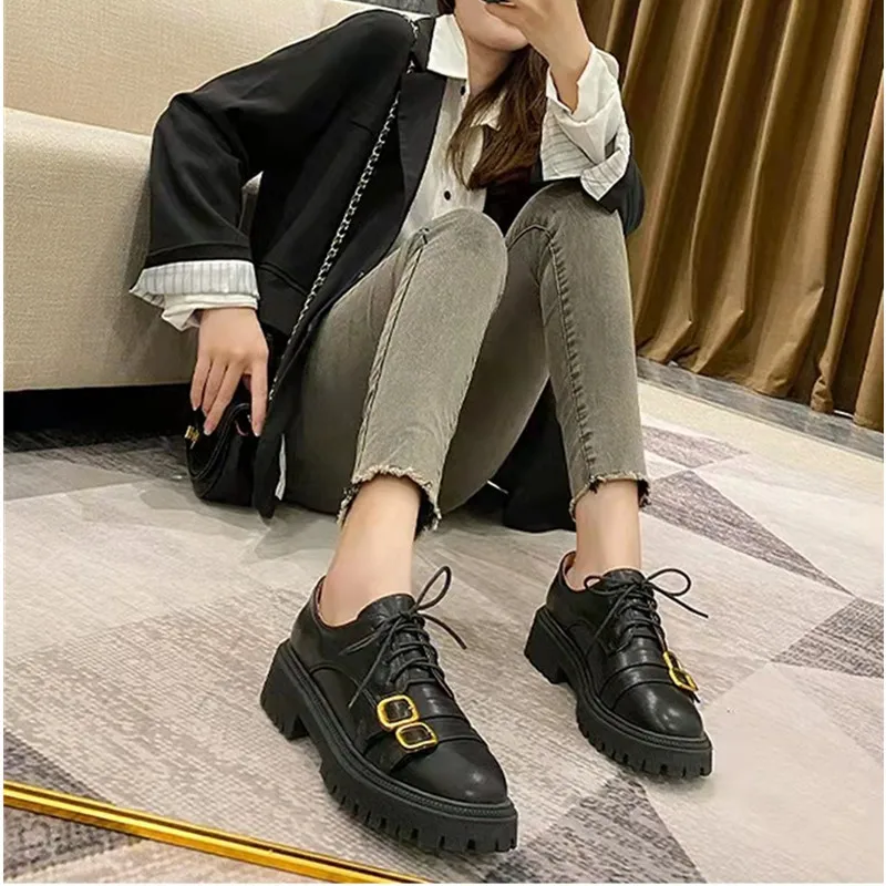TSTCTB Big Toe Increase Shoes Thick Bottom Japanese Retro Hot Girl Mary Jane Shoes Jk Harajuku British Style Leather Shoes Women
