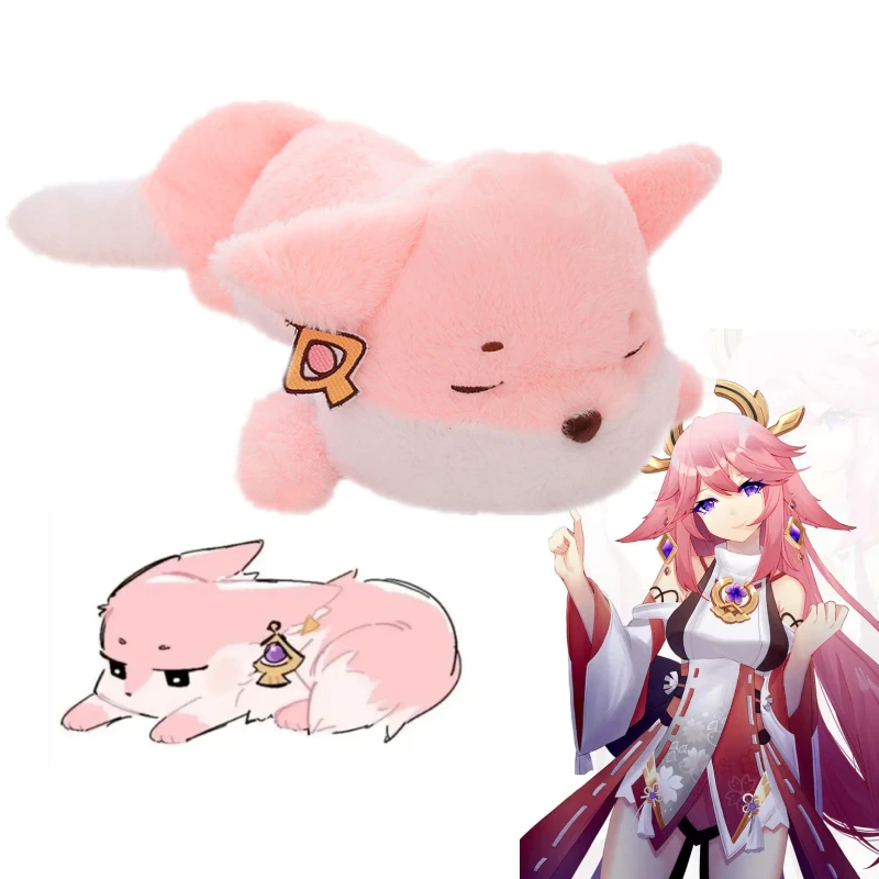 

30-60cm Genshin Impact Yae Miko Foxes Plush Toy Soft Lovely Stuffed Anime Furry Pink Fox Plushies Pillow Cosplay Props Gifts
