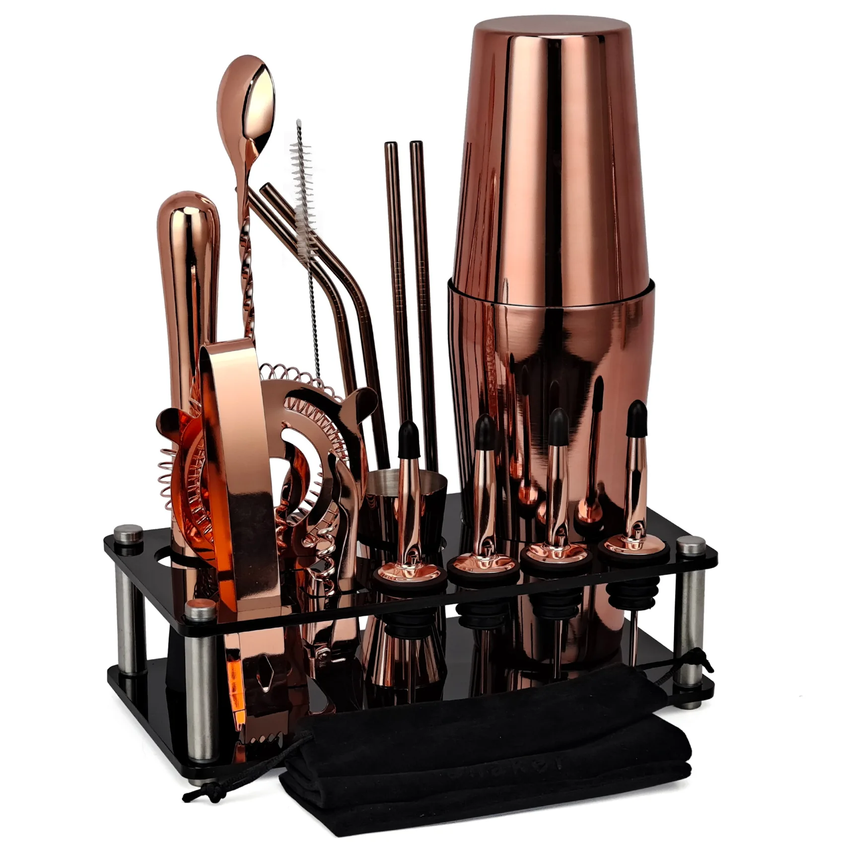 

18-Pieces Stainless Steel Set With Acrylic Stand Cocktail Shaker,For Mixed Drinks Martini Bar Tools Bartender Kit Gift Ideas