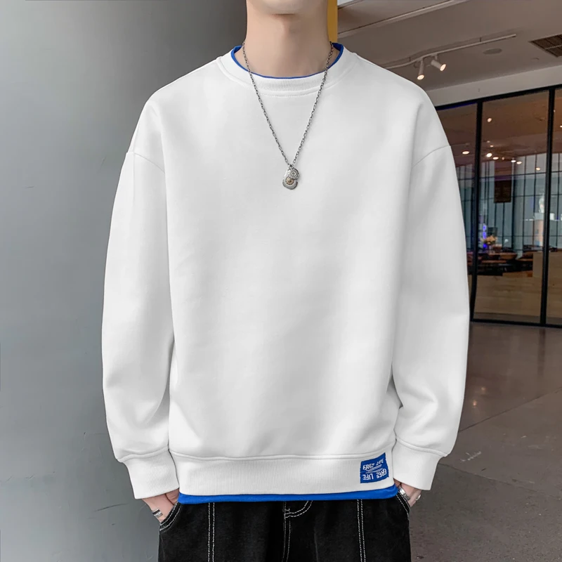 

Spring O Neck Sweatshirts Hoodie Men Long Sleeve Loose Pullover Fashion Harajuku Hoodies Mens Solid Casual Sweatshirt Streetwear