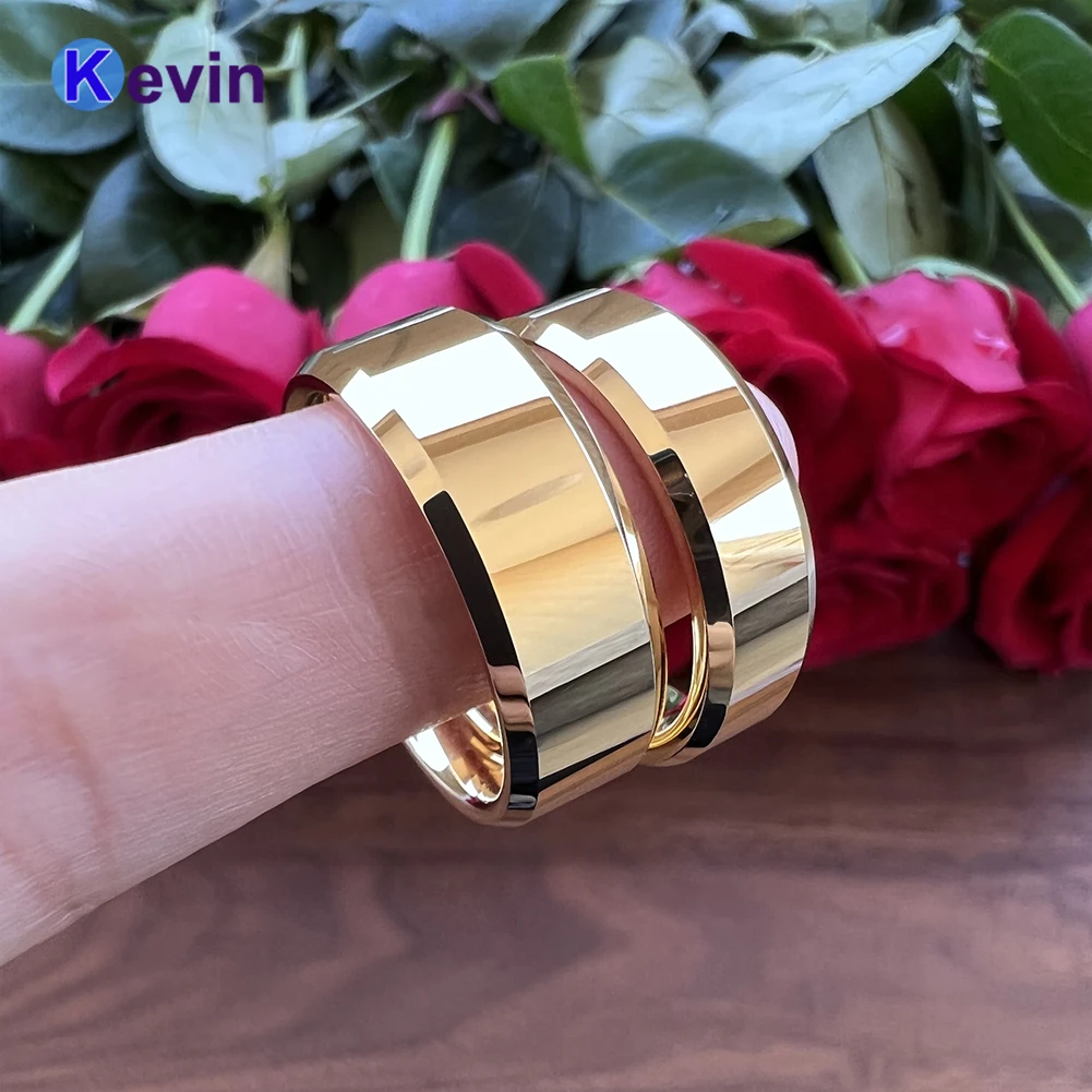 

6MM 8MM Top Selling I Know/Love You Gold Tungsten Ring Wedding Band For Men Women Trendy Jewelry Beveled Polished Finish