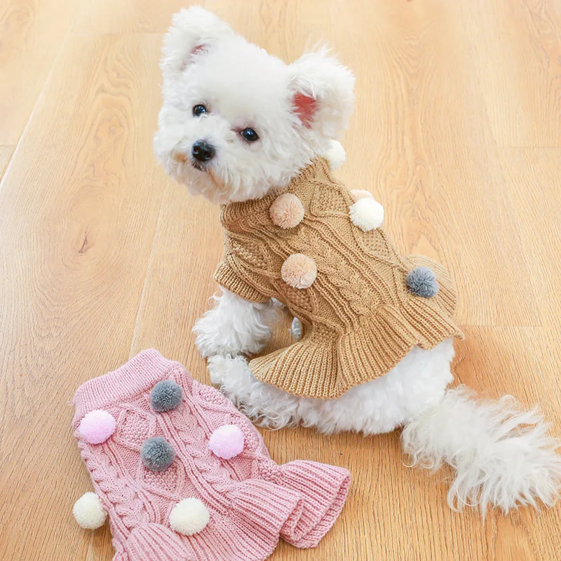 

Pet clothes puppy dog cat clothing autumn and winter sweater thickened warm Teddy Bichon Pomeranian bulldog clothes