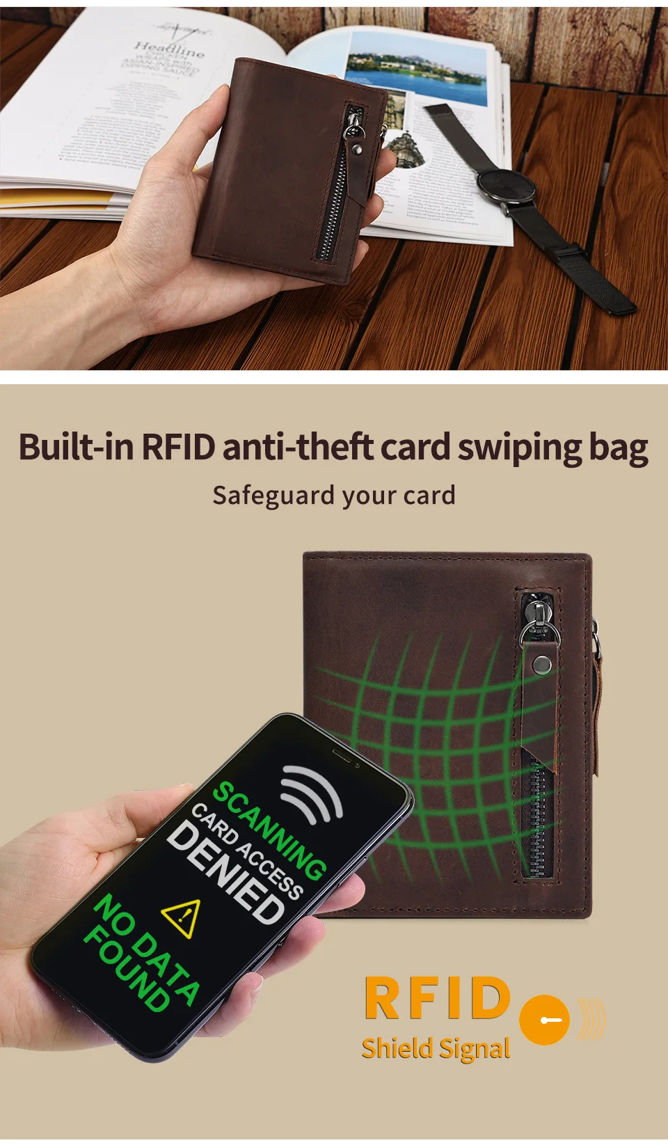 Короткий кошелек из натуральной кожи для мужчин Ретро Бумажник воловьей с