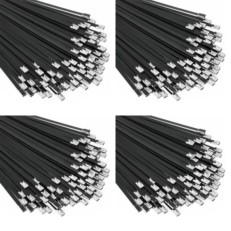 

Металлические застежки-молнии, Черные 400 шт., 11,8 дюйма, 304, нержавеющая сталь, с эпоксидным покрытием, кабельная стяжка для машин, автомобилей, ферм, кабелей