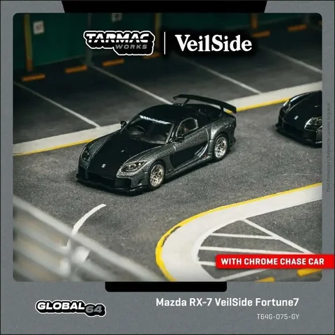 Модель автомобиля Tarmac Works Mazda RX7 VeilSide Fortune7 серый металлический