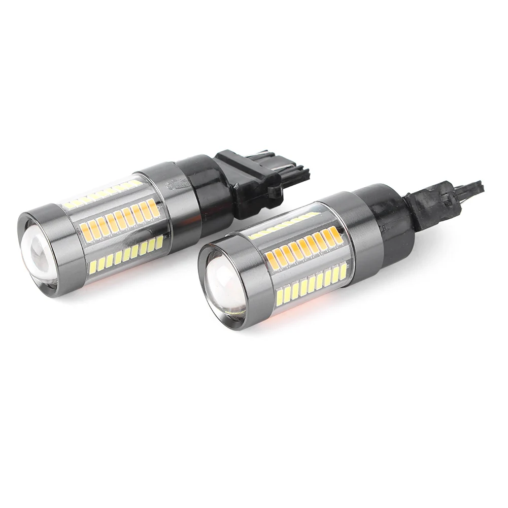 2X 12 В постоянного тока T25 3157 двухцветный переключатель 66SMD 4014 светодиодные лампы