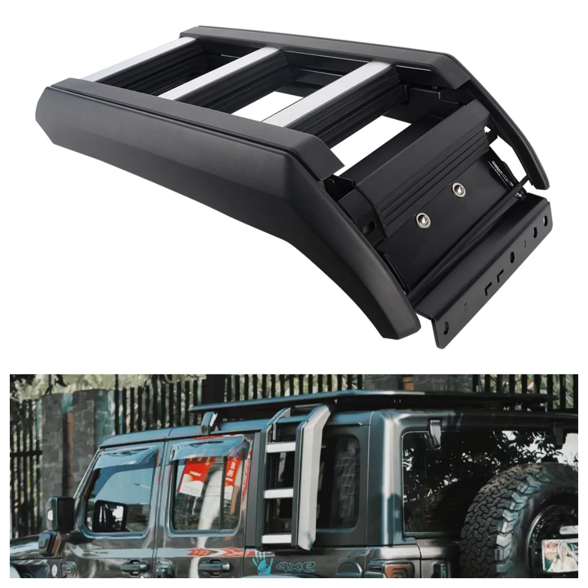 SXMA JL1271 Side Ladder For Roof Luggage Rack Roof Rack Luggage Carrier For Jeep Wrangler JL 18+