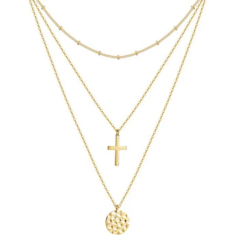 

European and American New Layered Necklace Cross Necklace Multi-Layer Necklace Female Simple Necklace