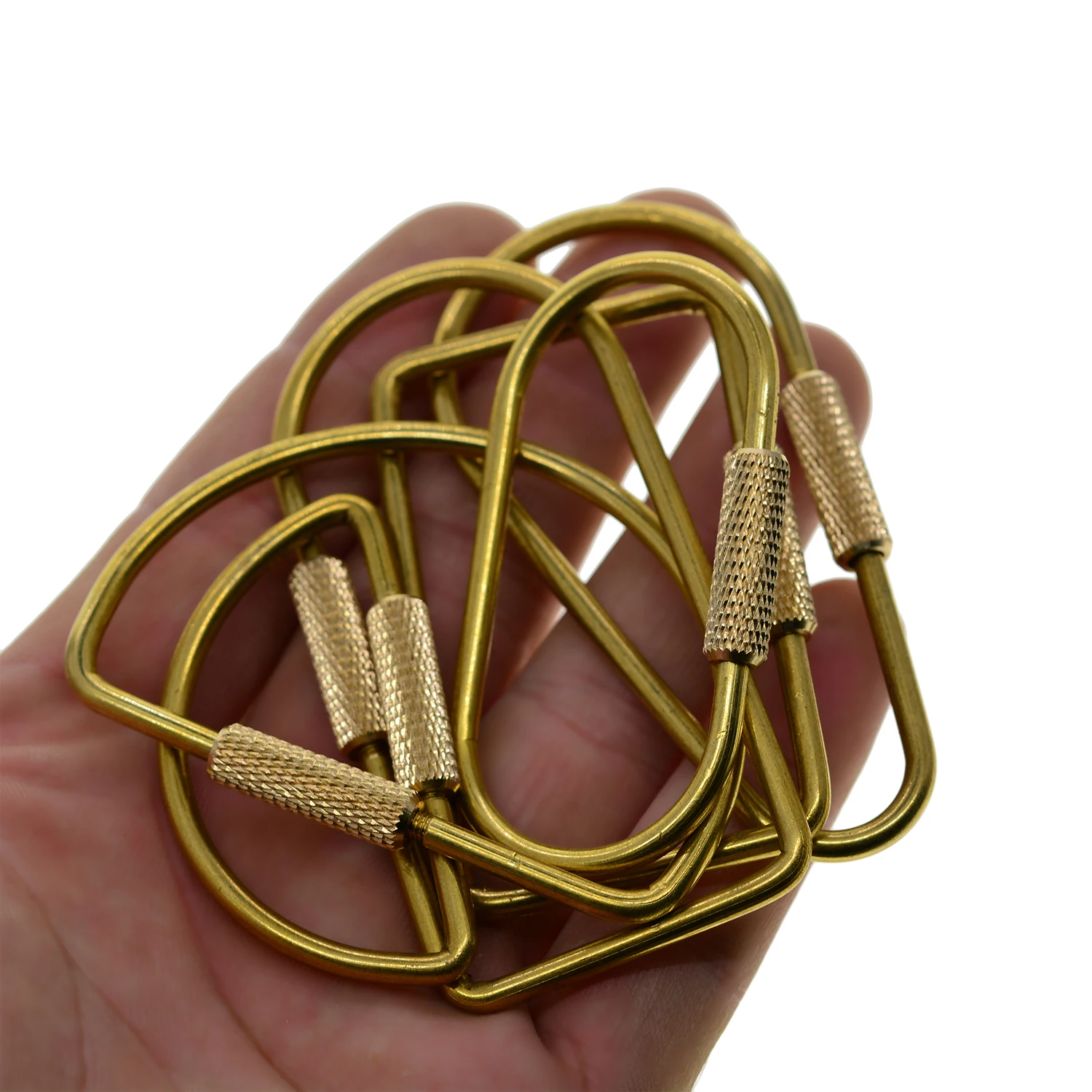 Super Extra fine large Solid brass oval hemisphere Drop Screw Lock Carabiner Key ring Tool Keychain DIY EDC gift