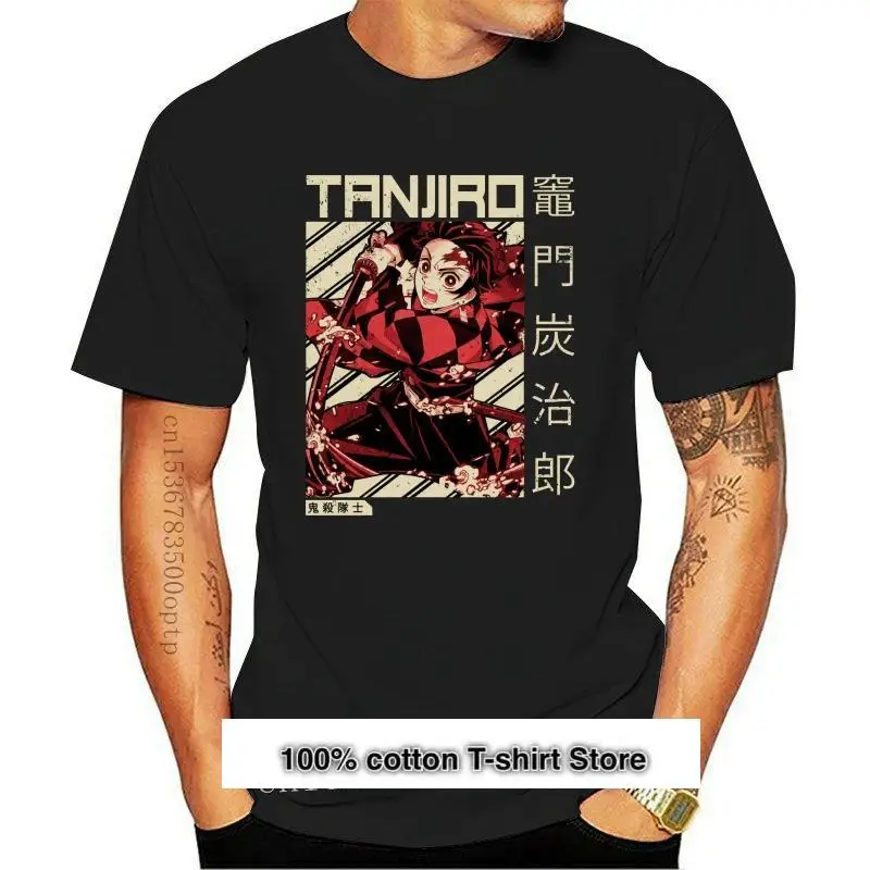 

Nuevo Kimetsu No Yaiba cazadora de aliento de agua Tanjiro perfil negro camiseta Retro O cuello camiseta