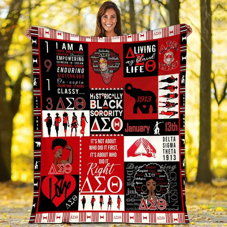 Флисовое одеяло Delta Sigma Theta черное для кровати пушистое утяжеленное |