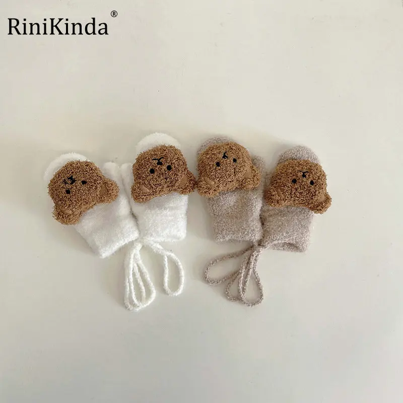 

Зимние перчатки RiniKindaFashion для маленьких девочек и мальчиков, варежки с закрытыми пальцами, плотные перчатки для младенцев, теплые варежки дл...