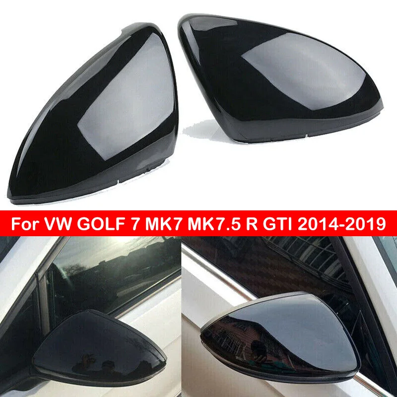 

For VW GOLF 7 MK7 MK7.5 R GTI 2014-2019 Rearview Side Mirror Cover Wing Cap Exterior Door Rear View Case Trim Carbon Fiber Look