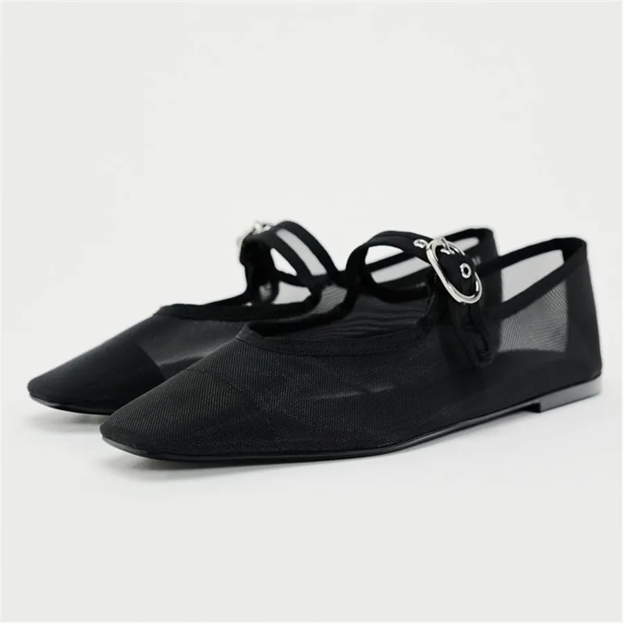 Женские сетчатые балетки с квадратным носком дышащие лоферы танцевальная обувь