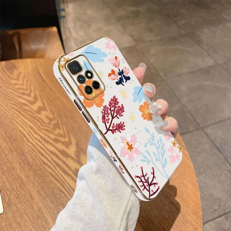 Broken Flowers Luxury Plating Phone Case For Xiaomi Redmi 10 12C 10C 10A 9 9T 9A A1 9C Cover