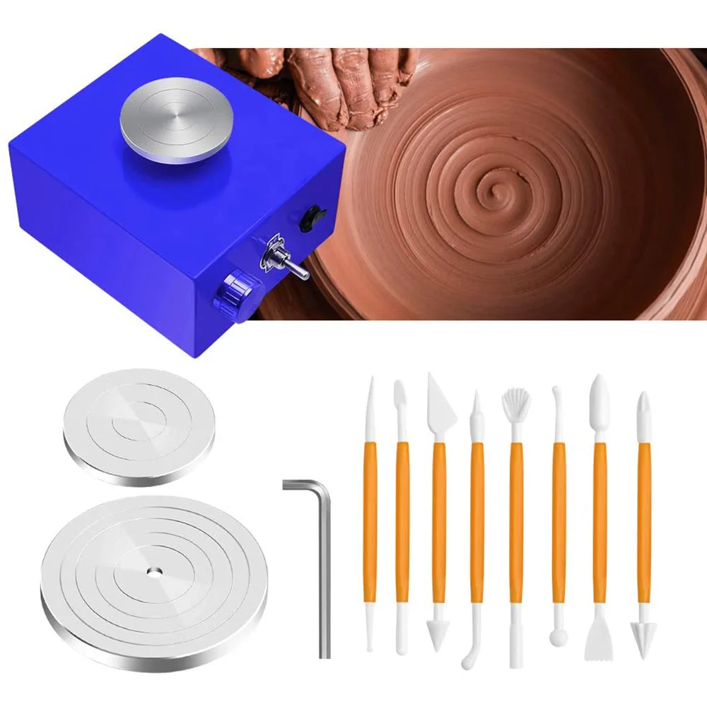 

Mini Turntables Pottery Wheel, Pottery Machine Electric Pottery Wheel DIY Clay Tool with Tray for Ceramic Work EU Plug