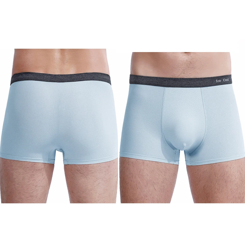 FK Mesh Hole 4PCS Mens Boxers Summer Ice Silk Underwear BoxerShorts Sexy Underpants Man Panties Light Soft Breathable 2023 New