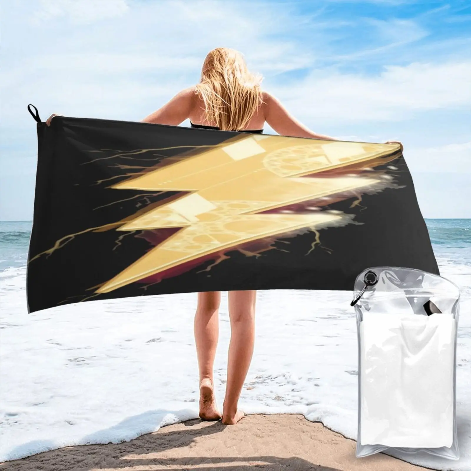 

Золотое пляжное полотенце с геометрическим рисунком «Ночь грома болта», пляжное полотенце для ванной комнаты, Товары для ванной комнаты, де...