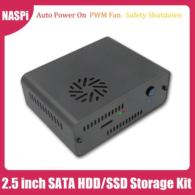 Naspi SSD Case 2.5 SATA HDD/SSD NAS Case Storage Kit With Auto ON / Safe Shutdown Function For Raspberry Pi 4B