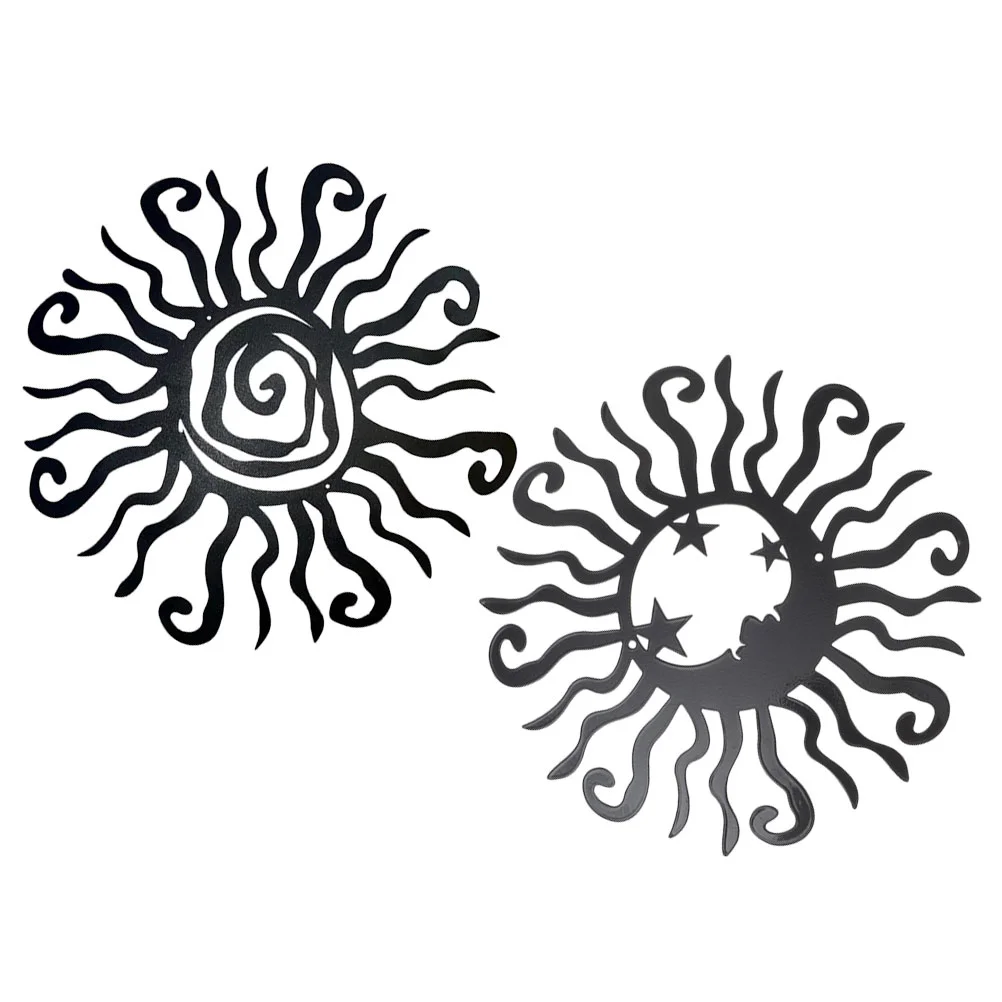 

2 Pcs Sun Decoration Iron Decorative Outdoor Wall Ornament Light House Decorations Home Crafts Adornment