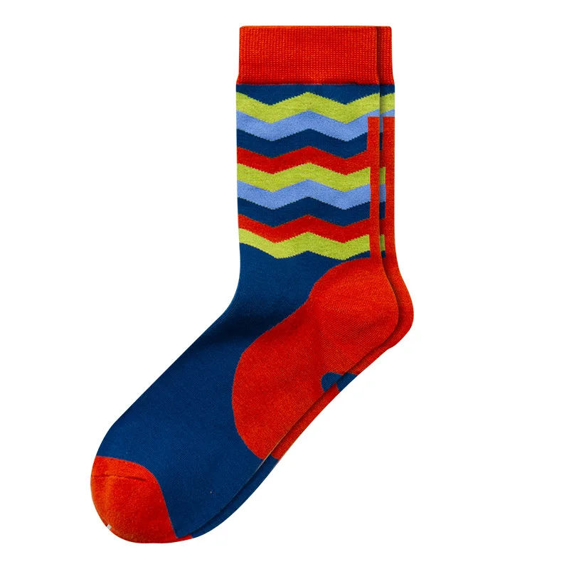 Unisex color stripe novel hip hop Harajuku socks men's and women's spring and autumn leisure fashion pure cotton breathable sock