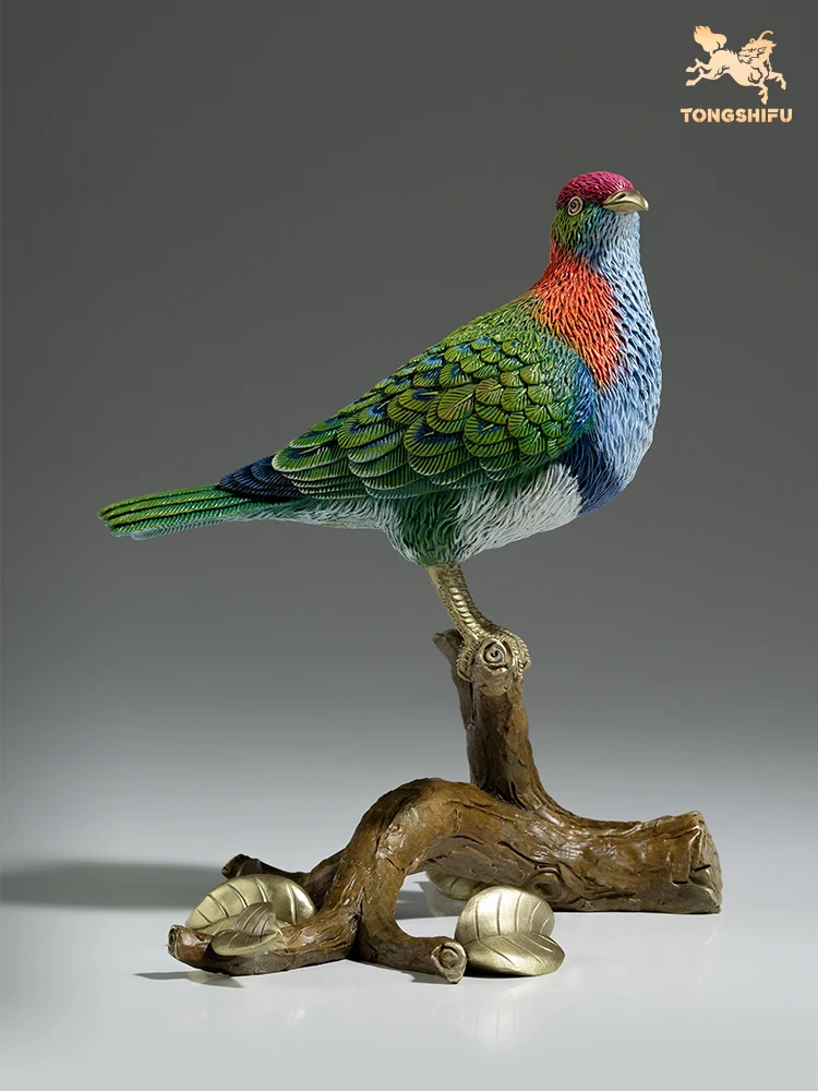 

Gorgeous fruit dove tabletop decorations and gifts in the "Copper Master Hundred Birds Collection" of copper ornaments