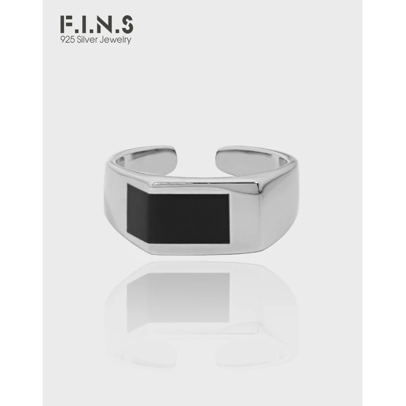 

F.I.N.S капающее масло для сердечного ритма открытое регулируемое кольцо из стерлингового серебра 925 пробы с неравномерной поверхностью кольц...