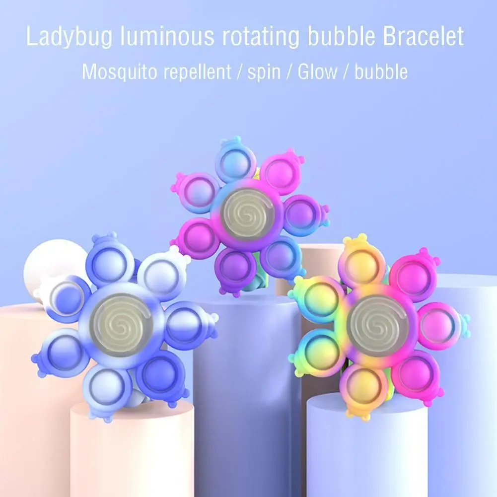 

Funny Push Bubble Dimple Fidget Toys For Children Decompression Antistress Sensory Toy Kids Luminous Rotating Bracelet Gift X2B2