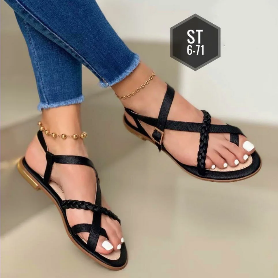 

New summer flat toe 40-43 buckle strap hollow sandals women sandals women 2020 women sandals open toe shoes