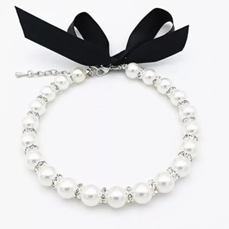 

2022NEW Cute Fashion Pet Pearl Collar Dog Cat Pearl Necklace Collar with Bling Accessories Pet Puppy Jewelry
