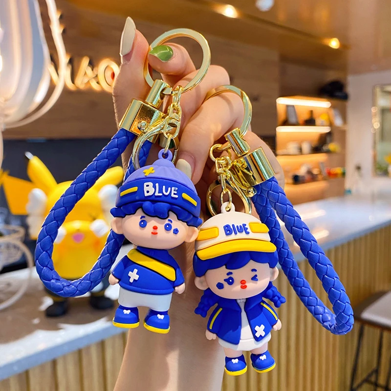 Креативный брелок с синей куклой изысканный мультяшный для ключей мальчиков и