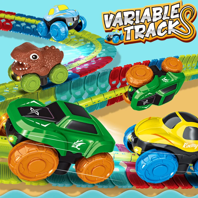 

Anti-gravity Rail Car Dinosaur Car Variable Building Blocks Assembled Diy Electric Car Mechanical Interactive Children's Gift