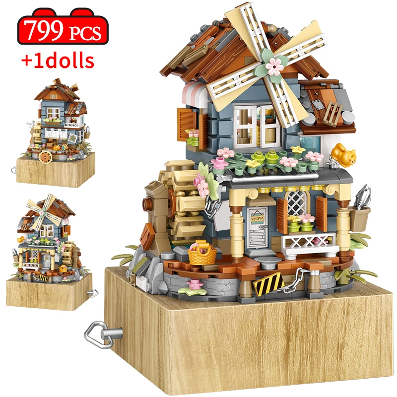 

799 шт., Детский конструктор «мини-ветряная мельница»