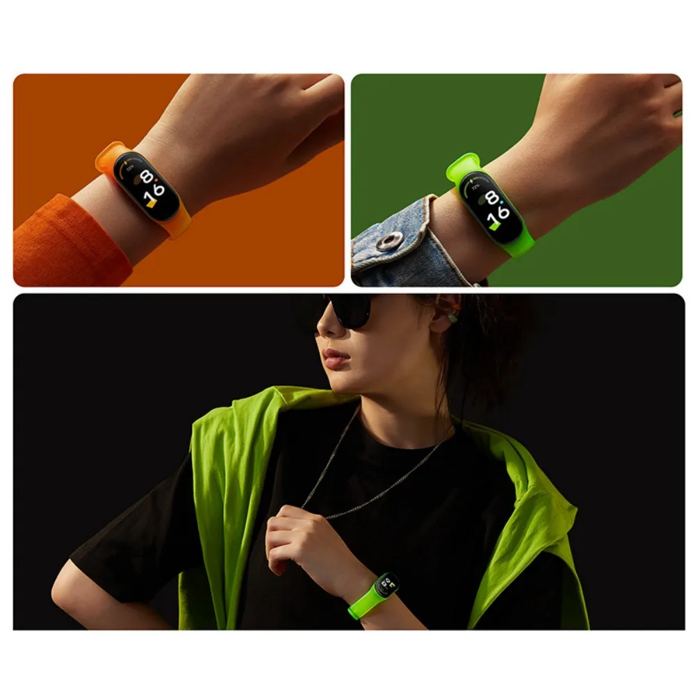 Fluorescent Camouflage Style TPU Sport Strap For Xiaomi Mi Band 7 6 5 Wristband Replaceable miband 7 bracelet watchband straps