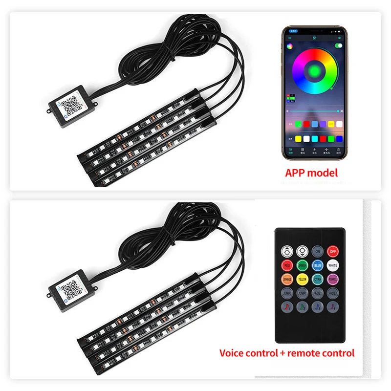 

Automotive Interior Decorative Lights LED Car Foot Light LED Atmosphere Lamp Ambient Lamp APP Control Remote Control
