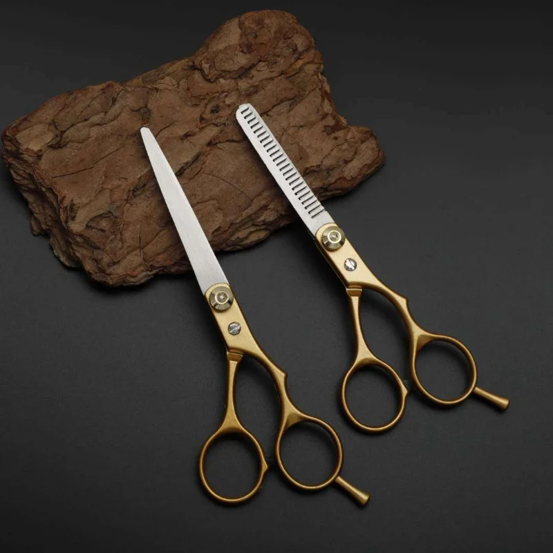 

Pet Grooming Scissor Professional 6 Inch Hairdressing gold Scissors for Dogs Sharp Thinning / Curved Scissors Dog Grooming Tool