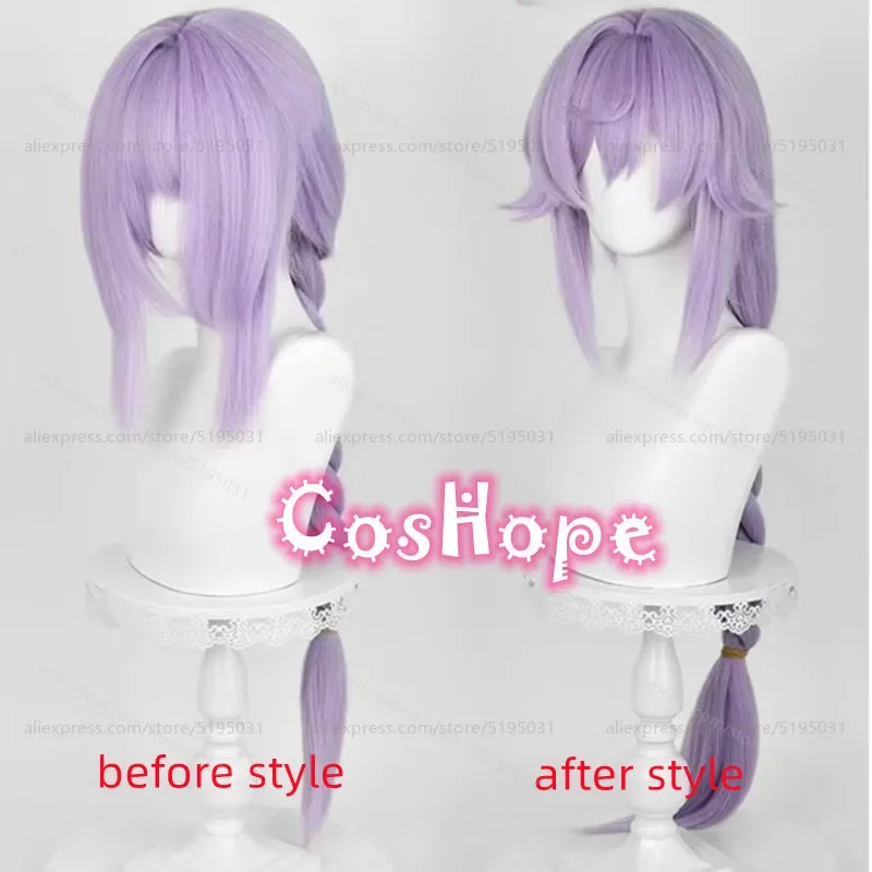 HSR Baiheng Косплей Парик 90 см Длинные Волосы Фиолетовый Аниме Термостойкие