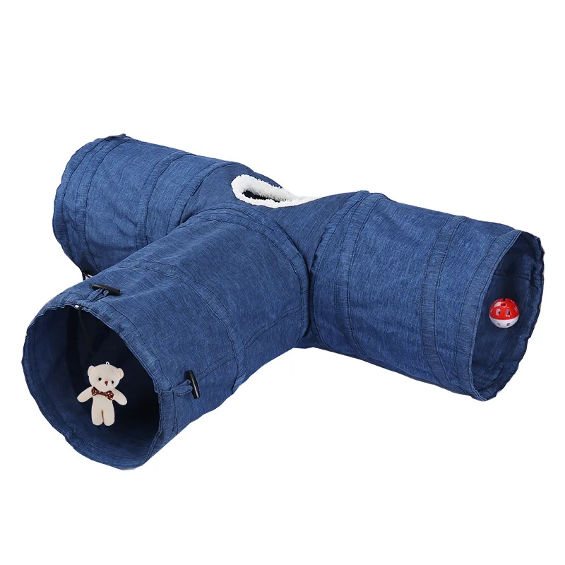 

Товары для домашних животных, новый холщовый тройной туннель для кошек, устойчивый к царапинам складной туннель для кошек, самовосстанавли...