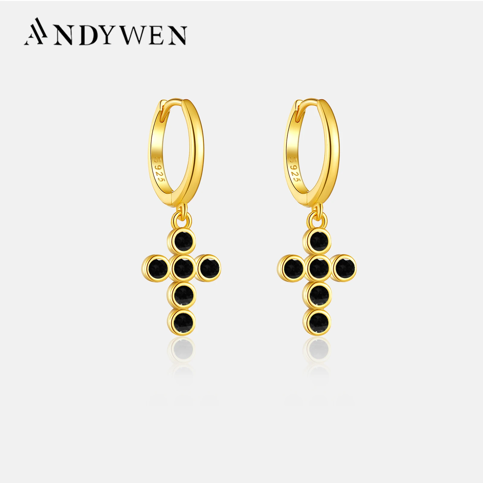 Серьги-подвески женские классические из серебра 925 пробы с фианитом