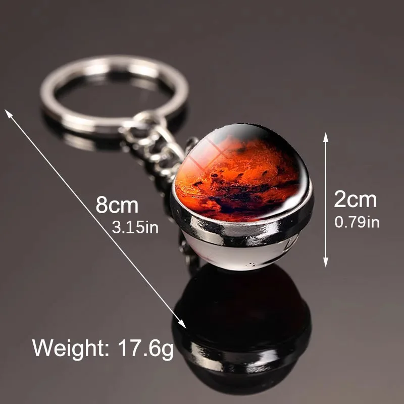 Светящийся В Темноте Стеклянный Брелок С Планетой Марса Унисекс Космический