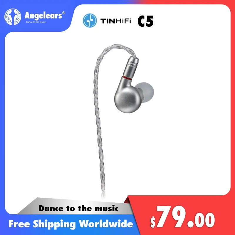 

Наушники-вкладыши TINHIFI C5, Hi-Fi, аудиофил, IEM, под заказ, сбалансированные арматурные наушники с монитором, 0,78 мм, 2 контакта, алюминиевый материал с ЧПУ
