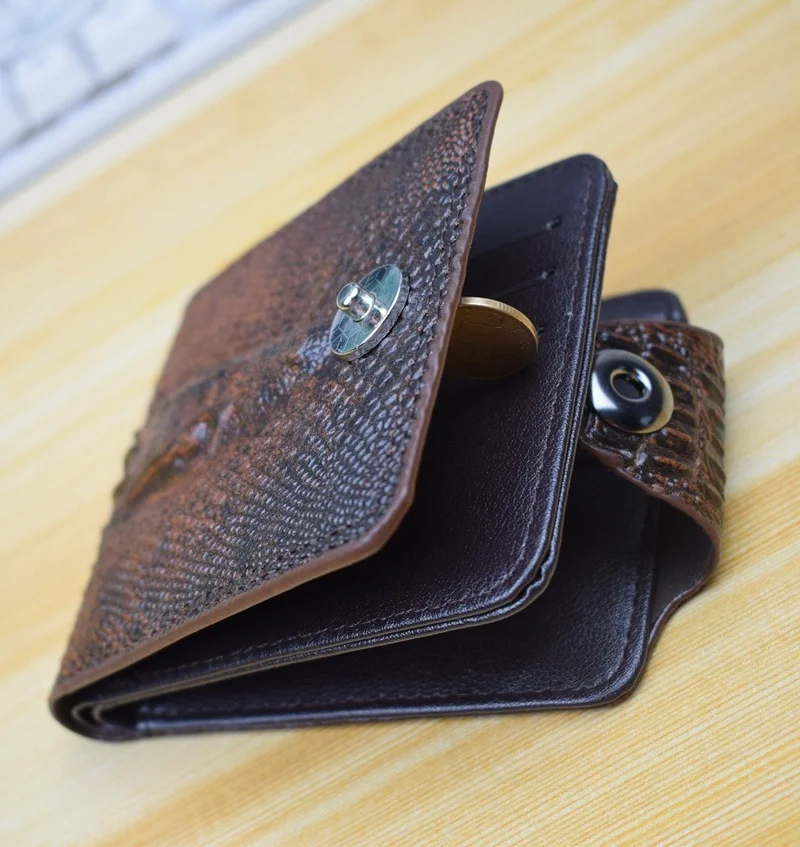Mens Wallet Leather Genuine Short Purse Man Wallet Men Wallets Vintage Style Hombre Crocodile Alligato Portemonne