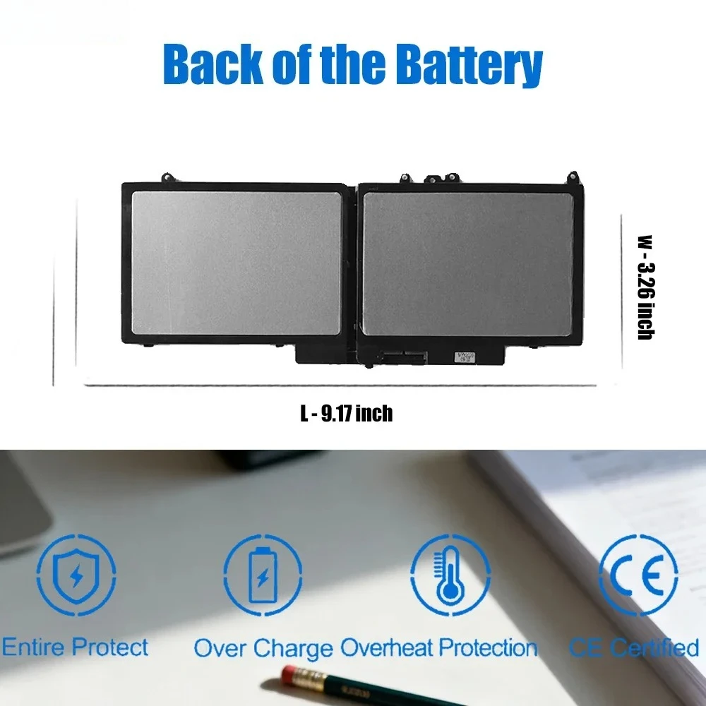 Аккумулятор для ноутбуков Dell Latitude 3150, 3160, E5250, E5450, E5550 (51Wh G5M10, 38Wh RYXXH, 9P4D2, 8V5GX, R9XM9) (art.: 3920daf48266c) - 3920daf48266c